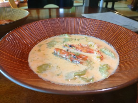 艸海老とあおさのりの生クリーム